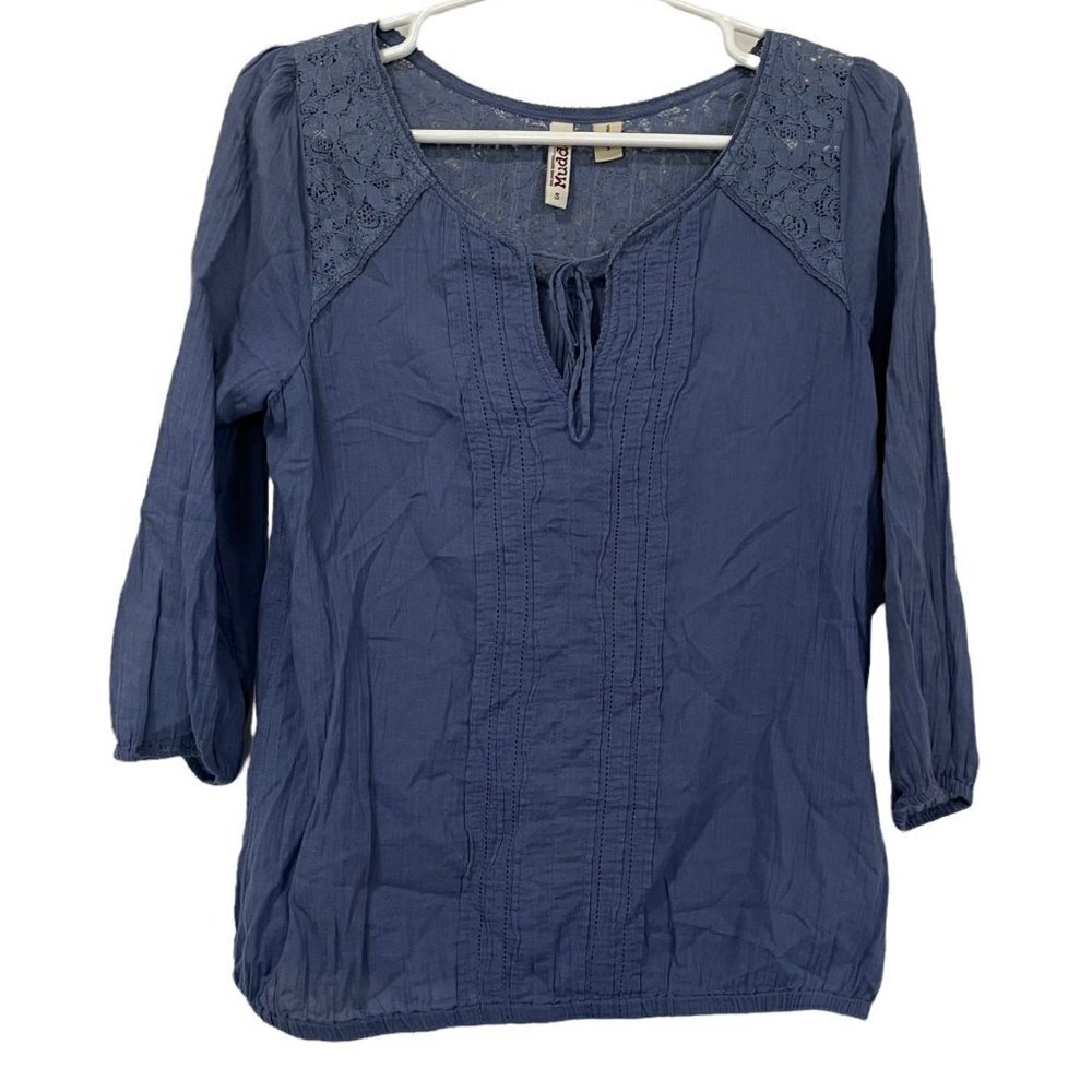 Mudd Top Tunic Blouse‎ Blue Dusty Long Sleeve Size Small